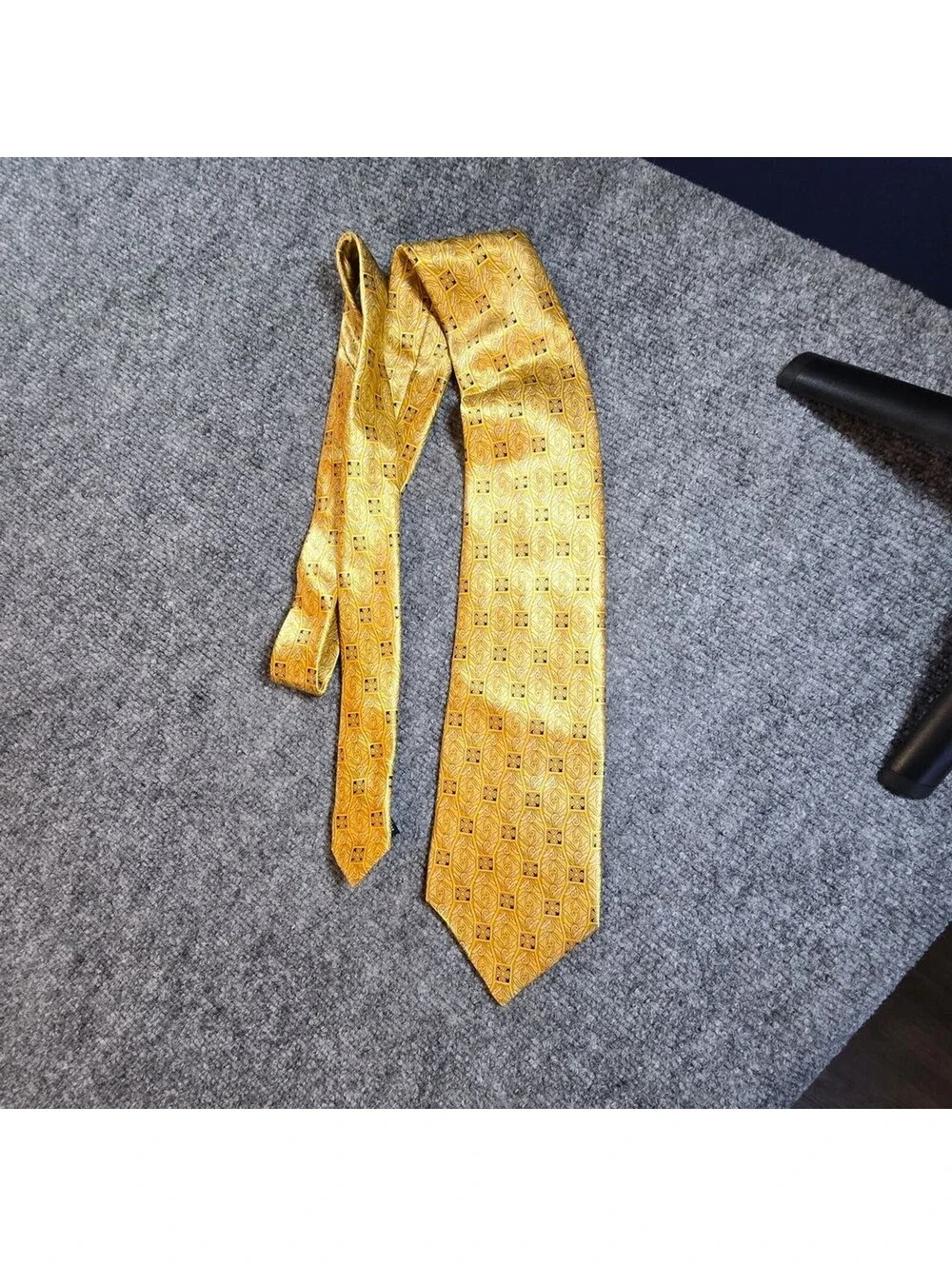 Luca Franzini Silk Tie Mens Gold Geometric Made in Italy Necktie